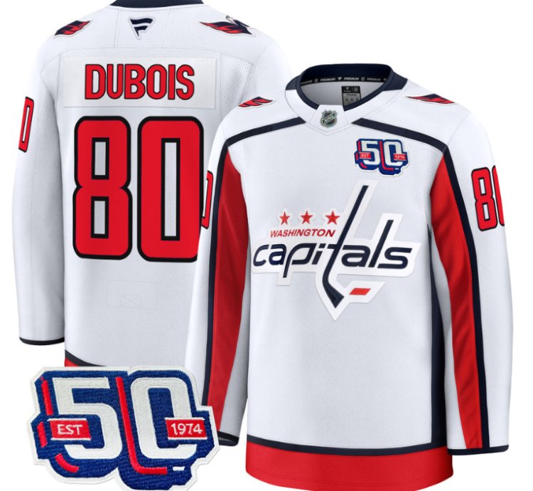 Men Pierre Dubois Jersey 80 Washington Capitals Team 50th V2 Stitched White
