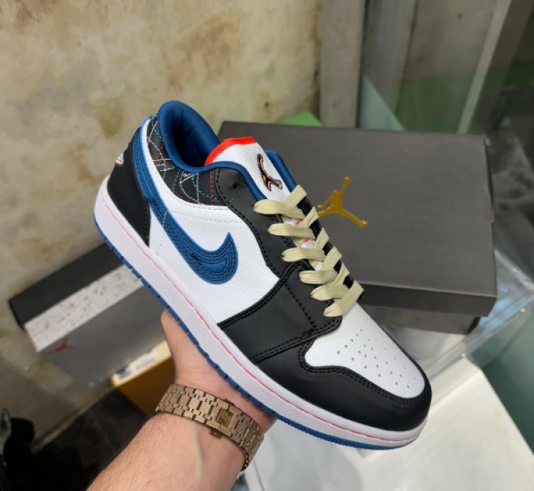 Nike Air Jordan 1 Low Industrial Blue Basketball Sneakers