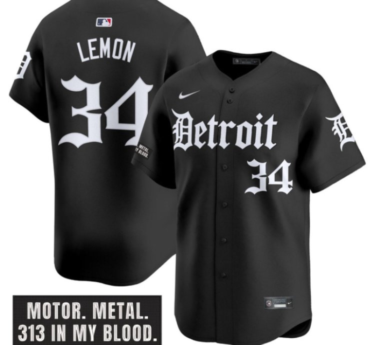 Chet Lemon Jersey 34 Detroit Tigers Motor Gothic Edition Vapor Limited Stitched Black