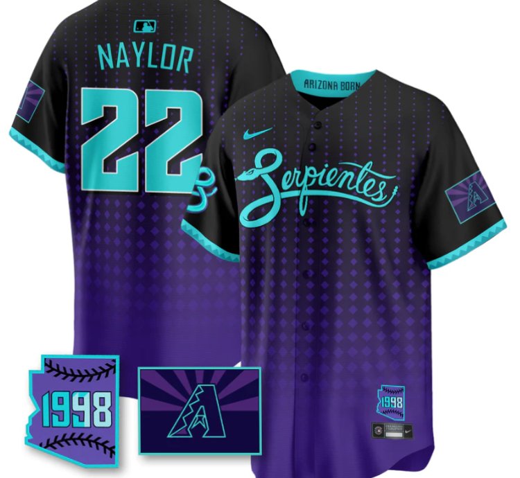 Josh Naylor Jersey 22 Arizona Diamondbacks Serpientes City Connect Stitched Black Purple