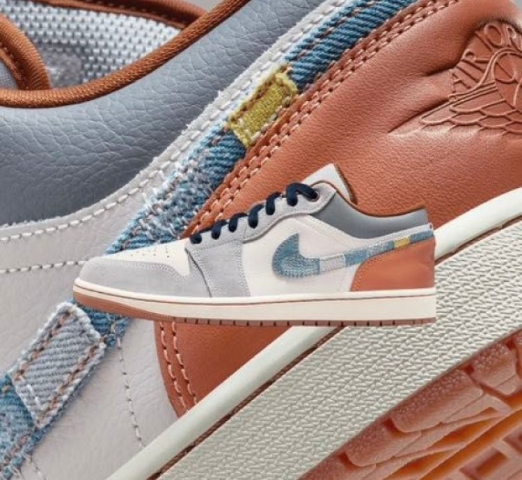 Nike Air Jordan 1 Low Se Repaired Denim Swoosh Sneakers