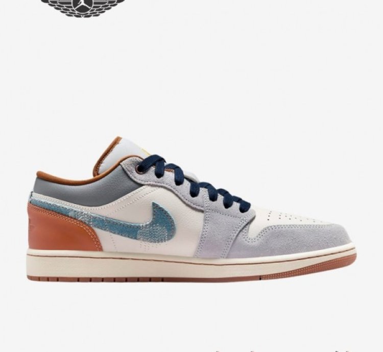 Nike Air Jordan 1 Low Se Repaired Denim Swoosh Sneakers
