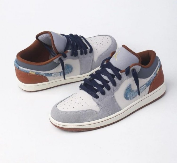 Nike Air Jordan 1 Low Se Repaired Denim Swoosh Sneakers
