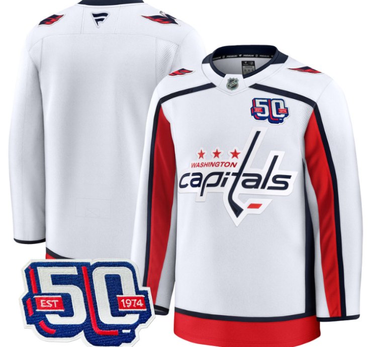 Men Team Jersey Washington Capitals 50th Anniversary Premium Stitched White