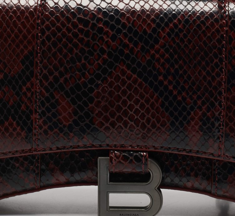Balenciaga Red Black Python Embossed Leather Hourglass Wallet On Chain