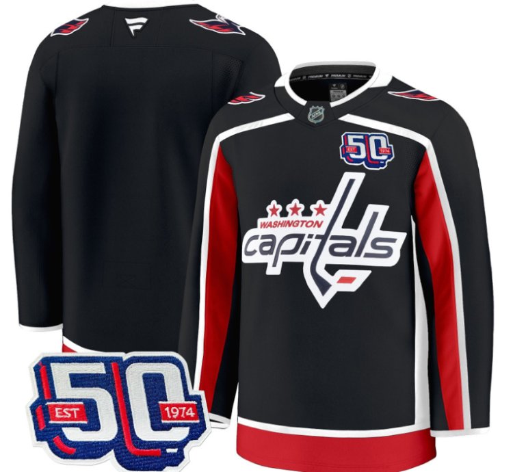 Men Team Jersey Washington Capitals 50th Anniversary Stitched Black