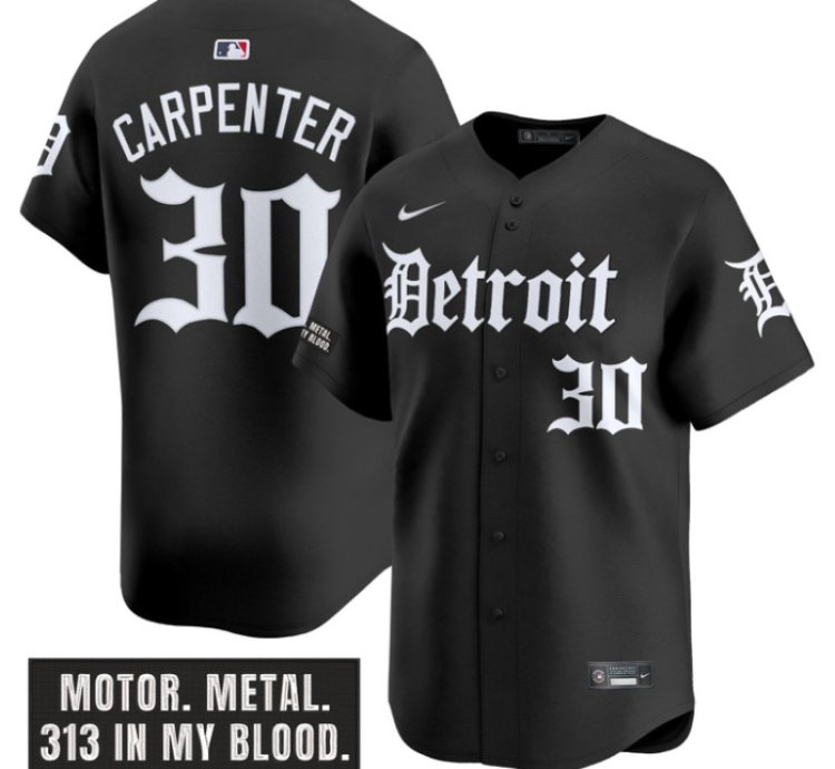 Kerry Carpenter Jersey 30 Detroit Tigers Motor Gothic Edition Vapor Limited Stitched Black