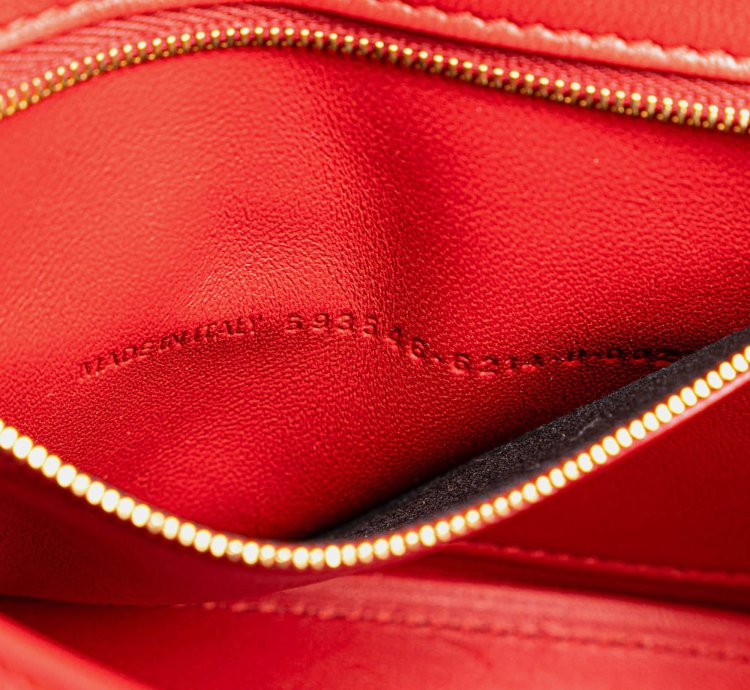 Balenciaga Red Leather Hourglass Small Top Handle Bag