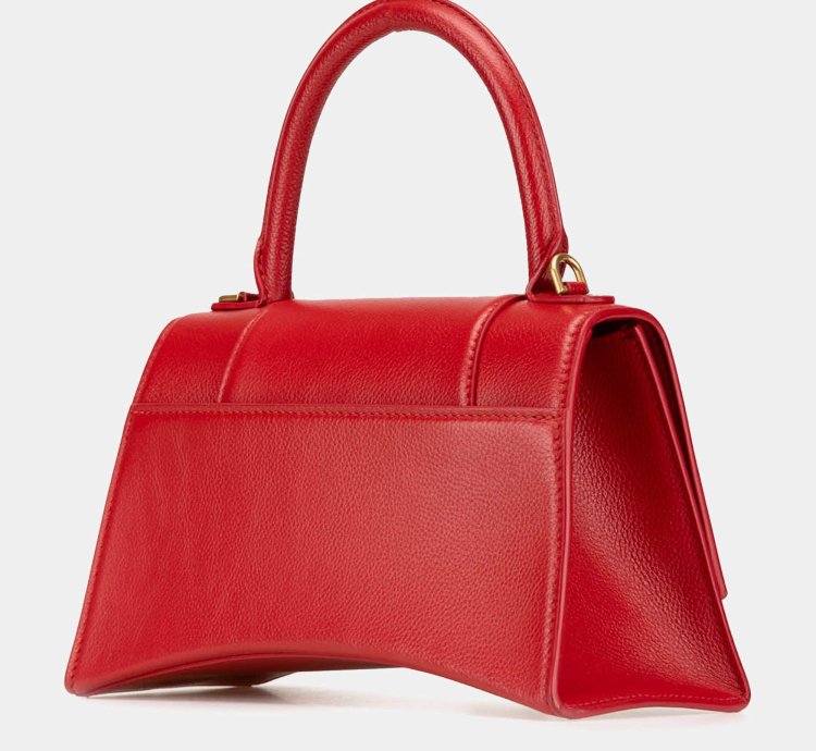 Balenciaga Red Leather Hourglass Small Top Handle Bag