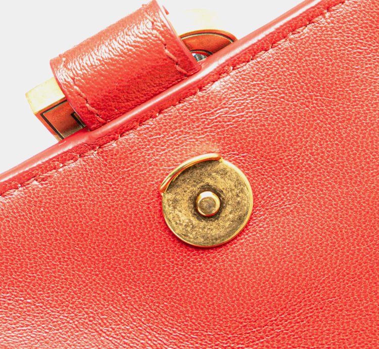 Balenciaga Red Leather Hourglass Small Top Handle Bag