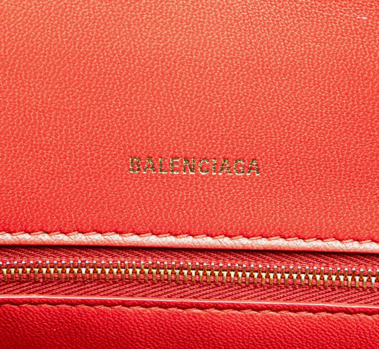 Balenciaga Red Leather Hourglass Small Top Handle Bag