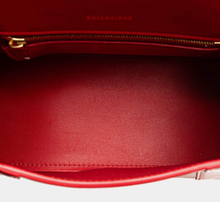 Balenciaga Red Leather Hourglass Small Top Handle Bag