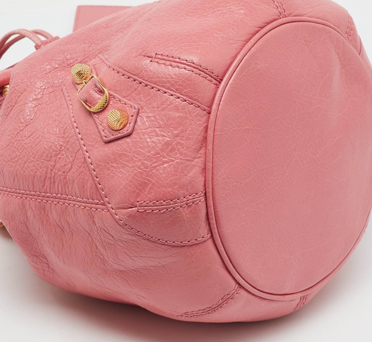 Balenciaga Rose Pink Leather Ggh 12 Mini Pompon Bag