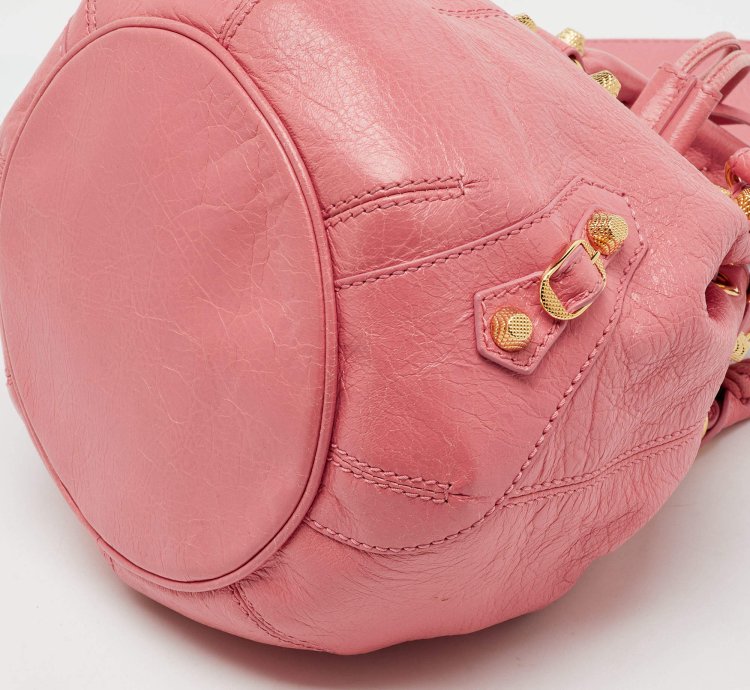 Balenciaga Rose Pink Leather Ggh 12 Mini Pompon Bag