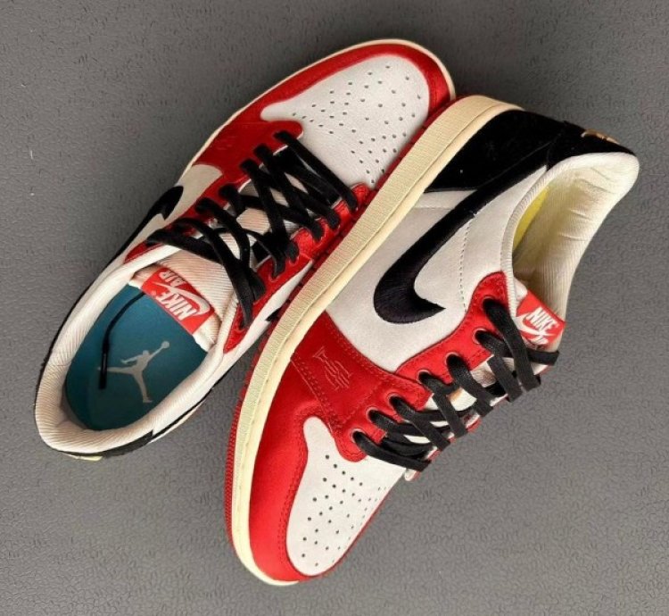 Nike Air Jordan 1 Low X Trophy Room Sail And Varsity Red Sneakers