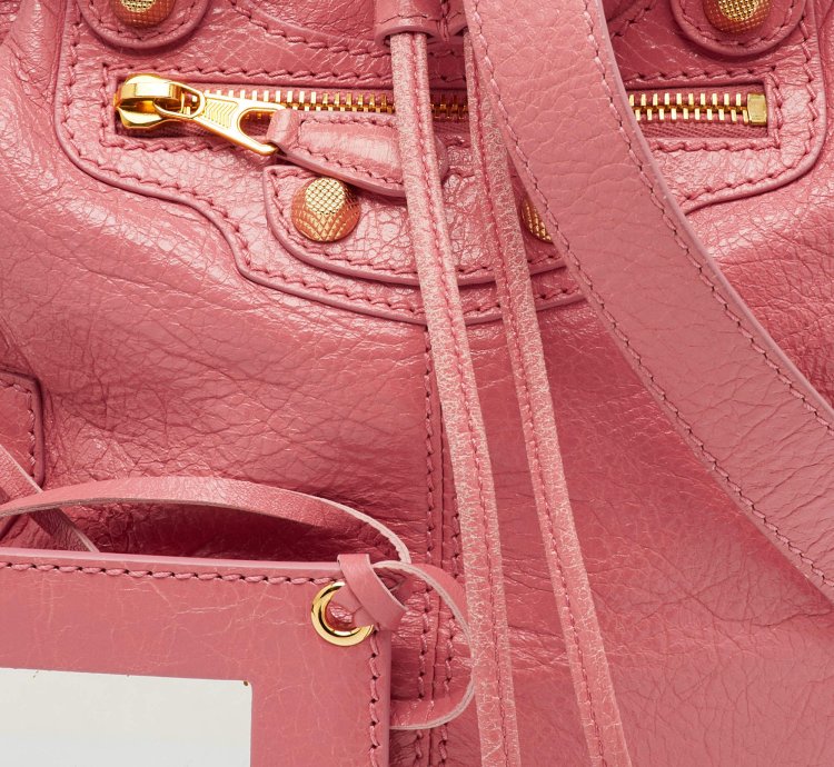 Balenciaga Rose Pink Leather Ggh 12 Mini Pompon Bag
