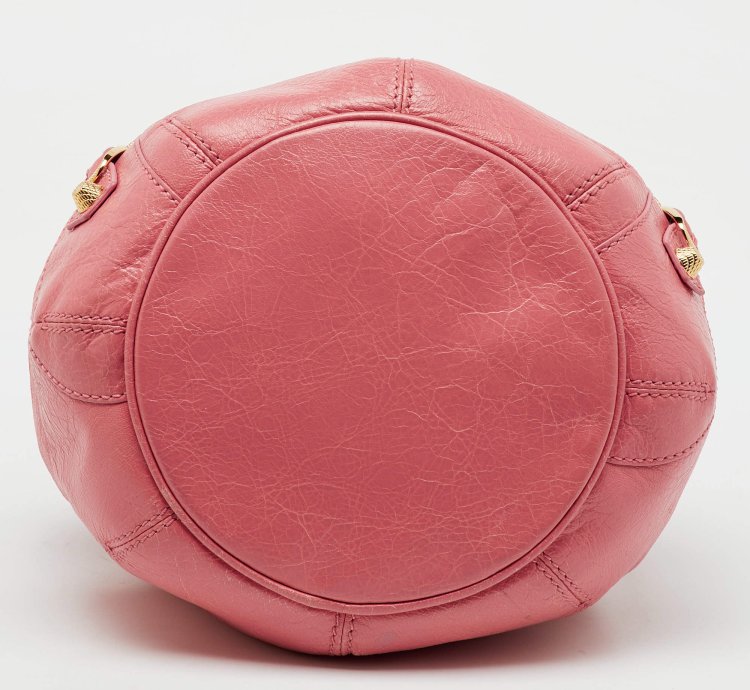 Balenciaga Rose Pink Leather Ggh 12 Mini Pompon Bag
