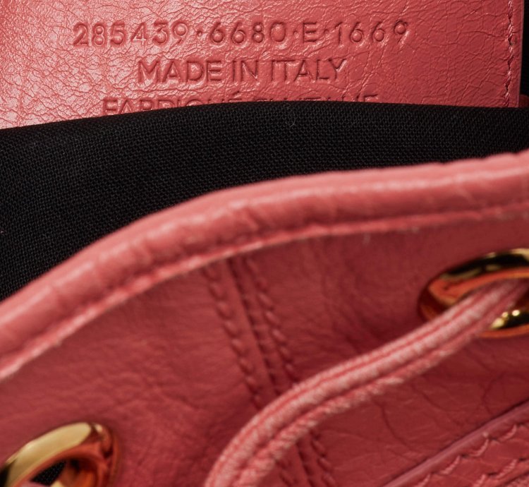 Balenciaga Rose Pink Leather Ggh 12 Mini Pompon Bag