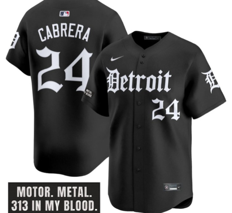 Miguel Cabrera Jersey 24 Detroit Tigers Motor Gothic Edition Vapor Limited Stitched Black