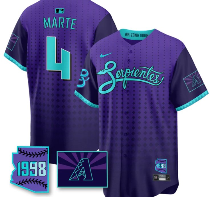 Ketel Marte Jersey 4 Arizona Diamondbacks Serpientes City Connect Stitched Purple