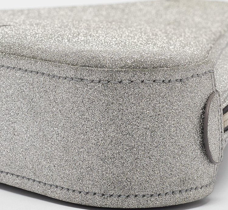 Balenciaga Silver Glitter Triangle Clutch