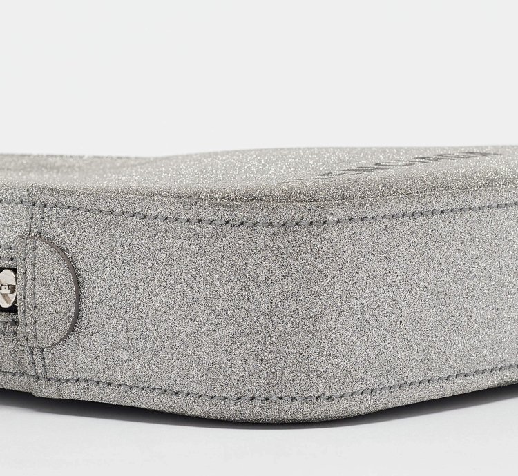 Balenciaga Silver Glitter Triangle Clutch