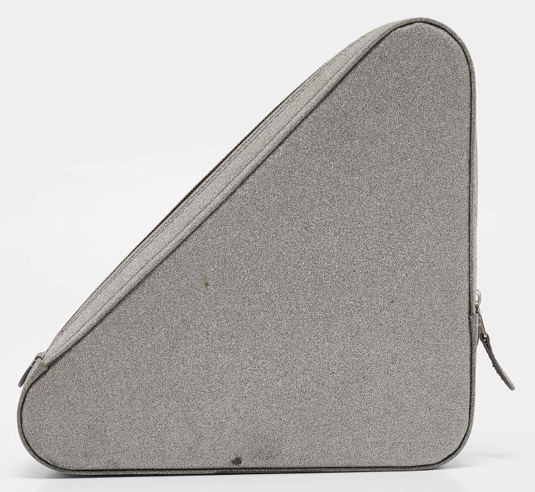 Balenciaga Silver Glitter Triangle Clutch