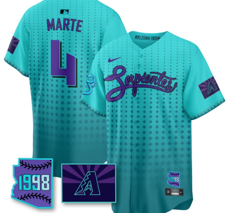 Ketel Marte Jersey 4 Arizona Diamondbacks Serpientes City Connect Stitched Teal