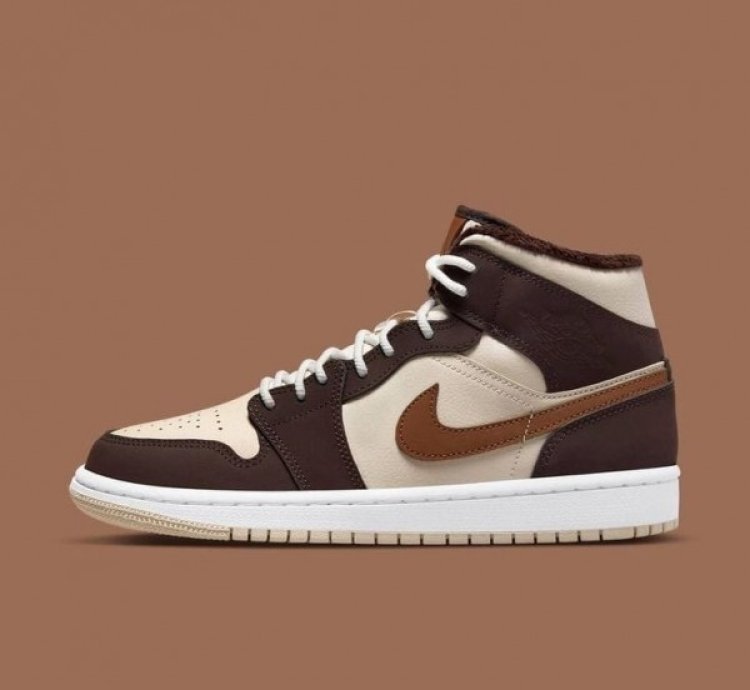 Nike Air Jordan 1 Mid Brown Basalt Oatmeal Mocha Basketball Sneakers