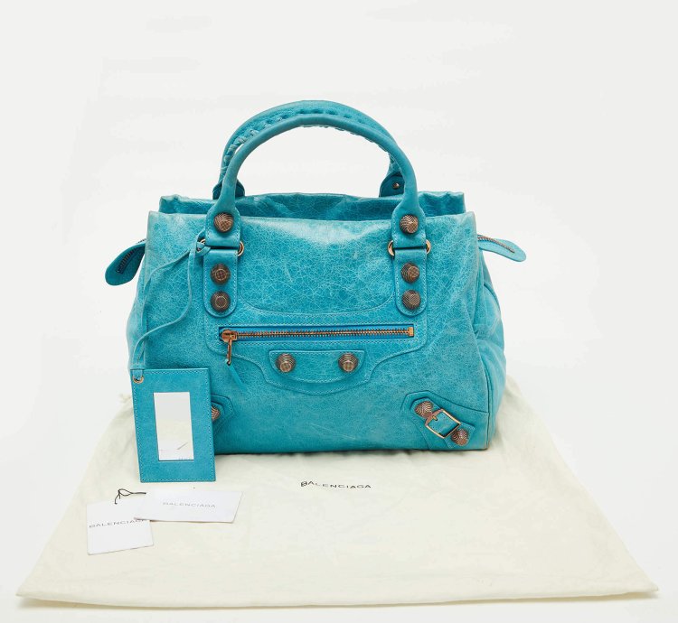Balenciaga Sky Blue Leather Giant 21 Rose Gold Hardware Rtt Bag