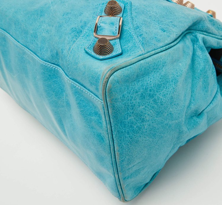 Balenciaga Sky Blue Leather Giant 21 Rose Gold Hardware Rtt Bag