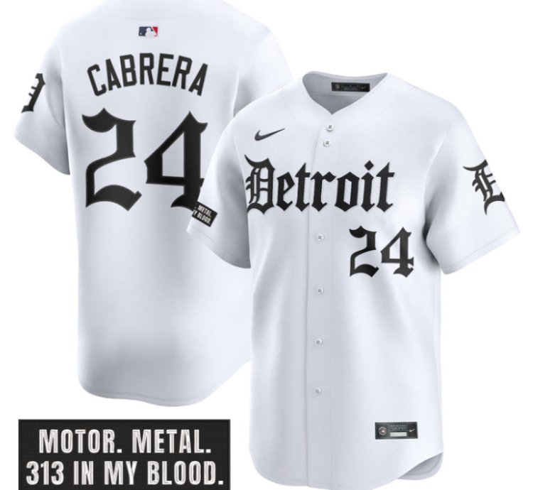 Miguel Cabrera Jersey 24 Detroit Tigers Motor Gothic Edition Vapor Limited Stitched White