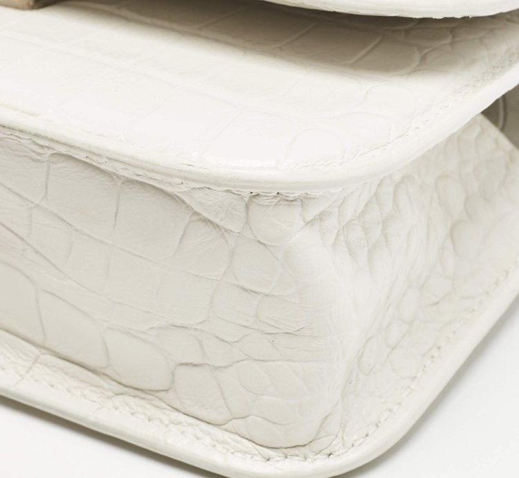 Balenciaga White Croc Embossed Leather Xs Gossip Shoulder Bag