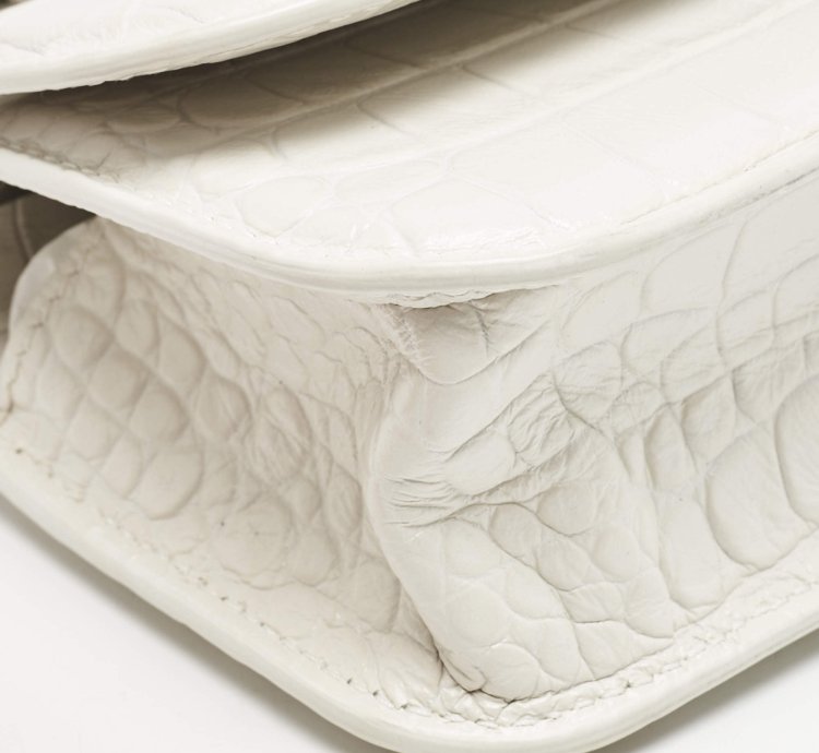 Balenciaga White Croc Embossed Leather Xs Gossip Shoulder Bag