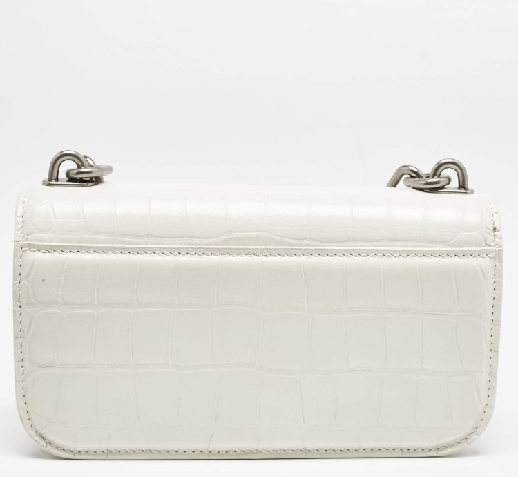 Balenciaga White Croc Embossed Leather Xs Gossip Shoulder Bag
