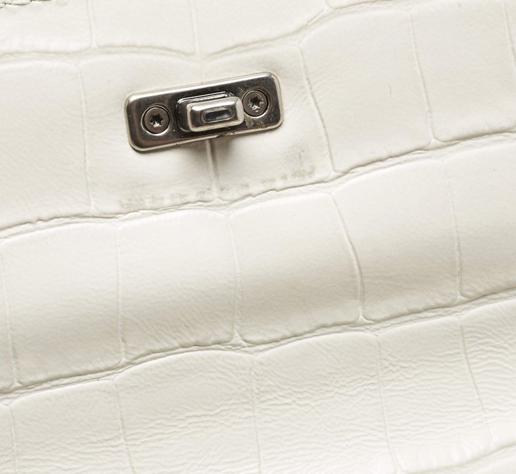 Balenciaga White Croc Embossed Leather Xs Gossip Shoulder Bag