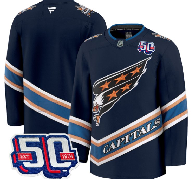 Men Team Jersey Washington Capitals Screaming Eagle 50th Anniversary Navy
