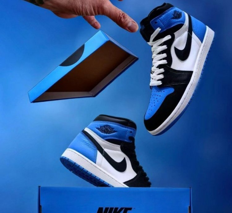 Nike Air Jordan 1 Unc Toe Blue Basketball Sneakers Semi Ua