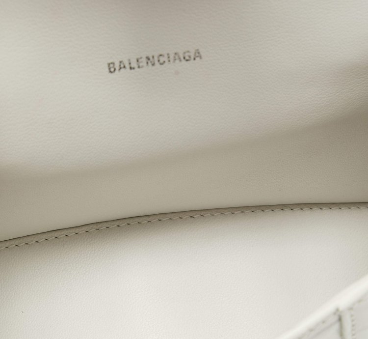 Balenciaga White Croc Embossed Leather Xs Hourglass Top Handle Bag