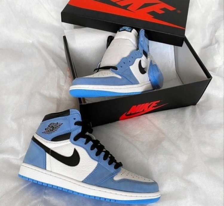 Nike Air Jordan 1 University Blue Basketball Sneakers Semi Ua