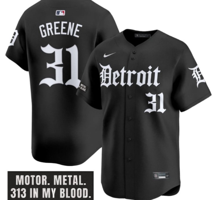 Riley Greene Jersey 31 Detroit Tigers Motor Gothic Edition Vapor Premier Limited Stitched Black
