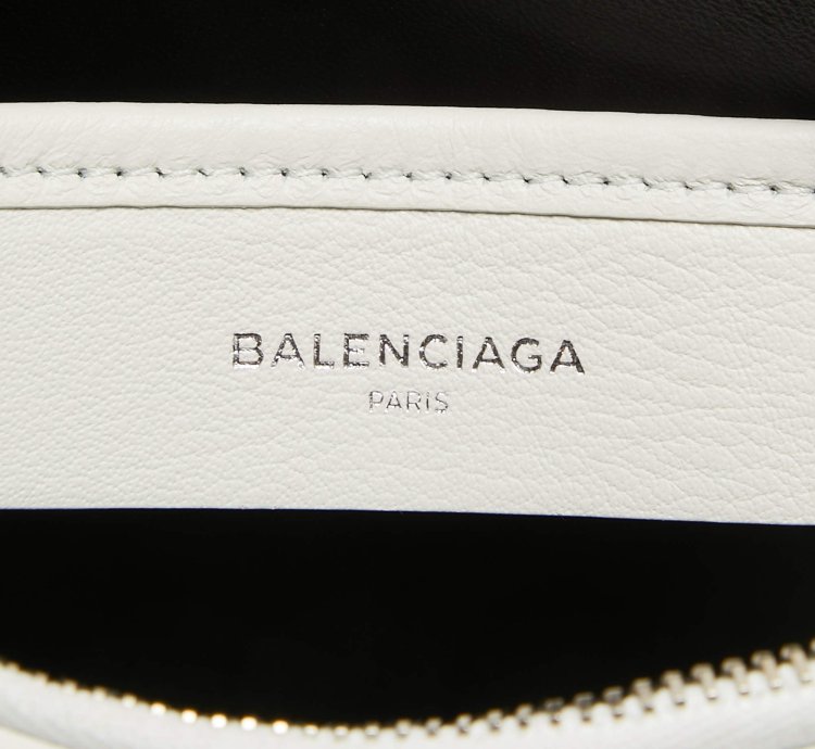 Balenciaga White Leather Zip Pouch