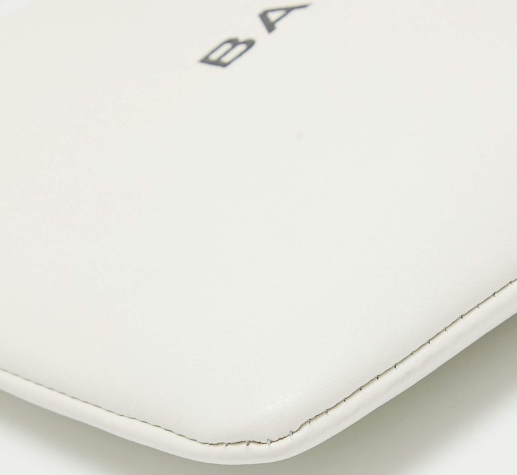 Balenciaga White Leather Zip Pouch