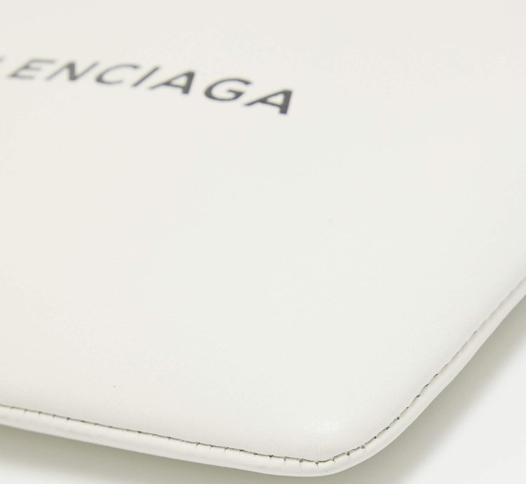 Balenciaga White Leather Zip Pouch