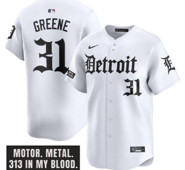 Riley Greene Jersey 31 Detroit Tigers Motor Gothic Edition Vapor Premier Limited Stitched White