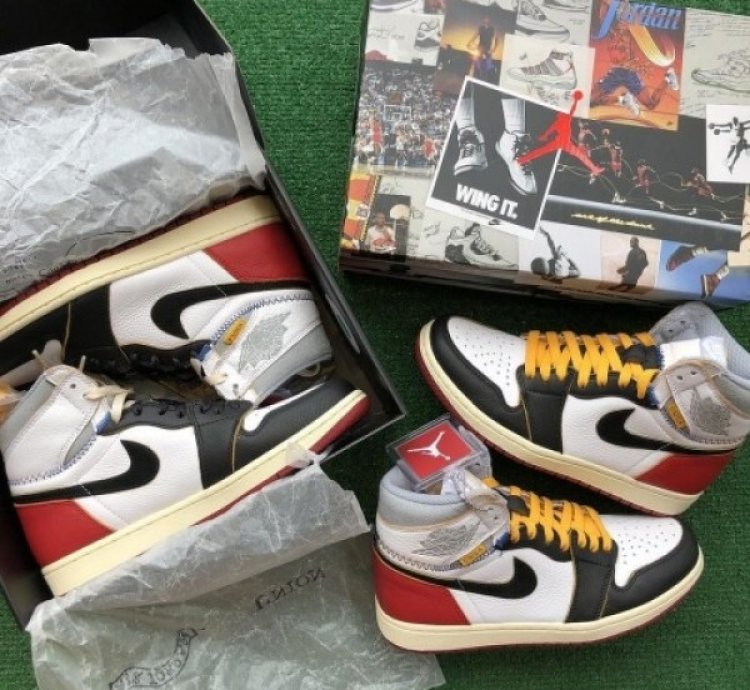 Nike Air Jordan 1 X Uion La Black Toe Red White Basketball Sneakers Semi Ua