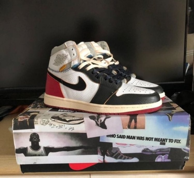 Nike Air Jordan 1 X Uion La Black Toe Red White Basketball Sneakers Semi Ua