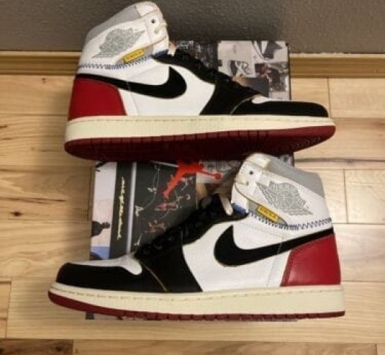 Nike Air Jordan 1 X Uion La Black Toe Red White Basketball Sneakers Semi Ua