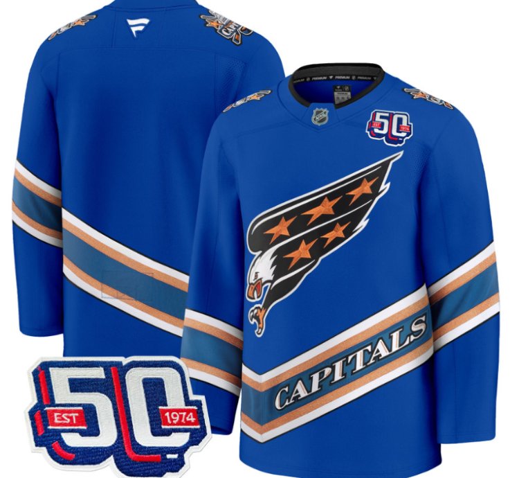Men Team Jersey Washington Capitals Screaming Eagle 50th Anniversary Royal