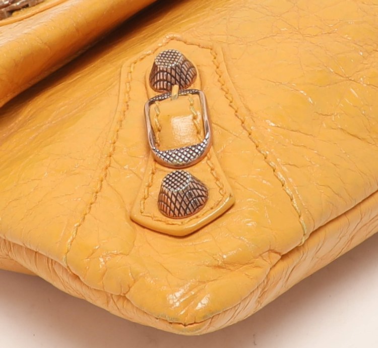 Balenciaga Yellow Leather Classic Giant 12 Hardware Envelope Clutch